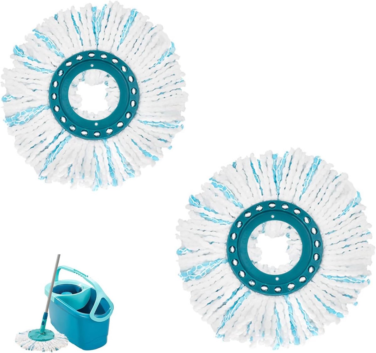 Reservekop compatibel met Leifheit, 2 stuks dweilmop vervanging Clean Twist Disc Mop Systems dweilkop vervanging microvezel mop vloerwisser reserveonderdelen voor alle soorten vloeren
