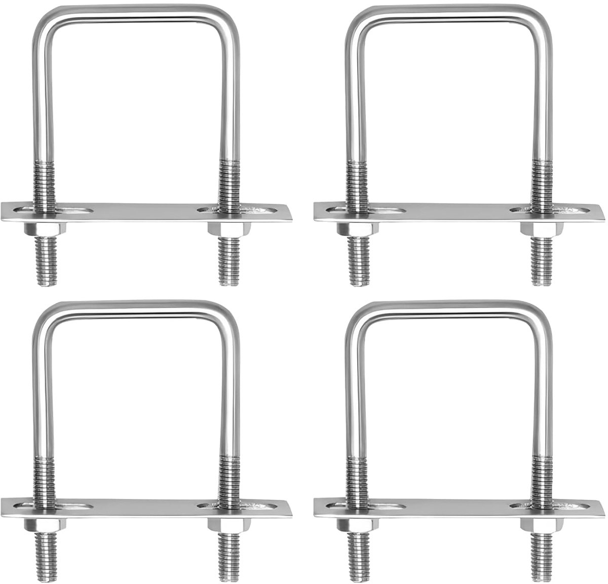 4 stuks U-beugels met schroefdraad M10, 120 x 160 mm, U-schroeven, beugelklem, roestvrij staal voor hekbevestiging, buisbevestiging (120 x 160 mm)