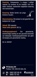 Dosering, waarschuwing, inhoud, voedingssupplement informatie, telefoonnummers en website.