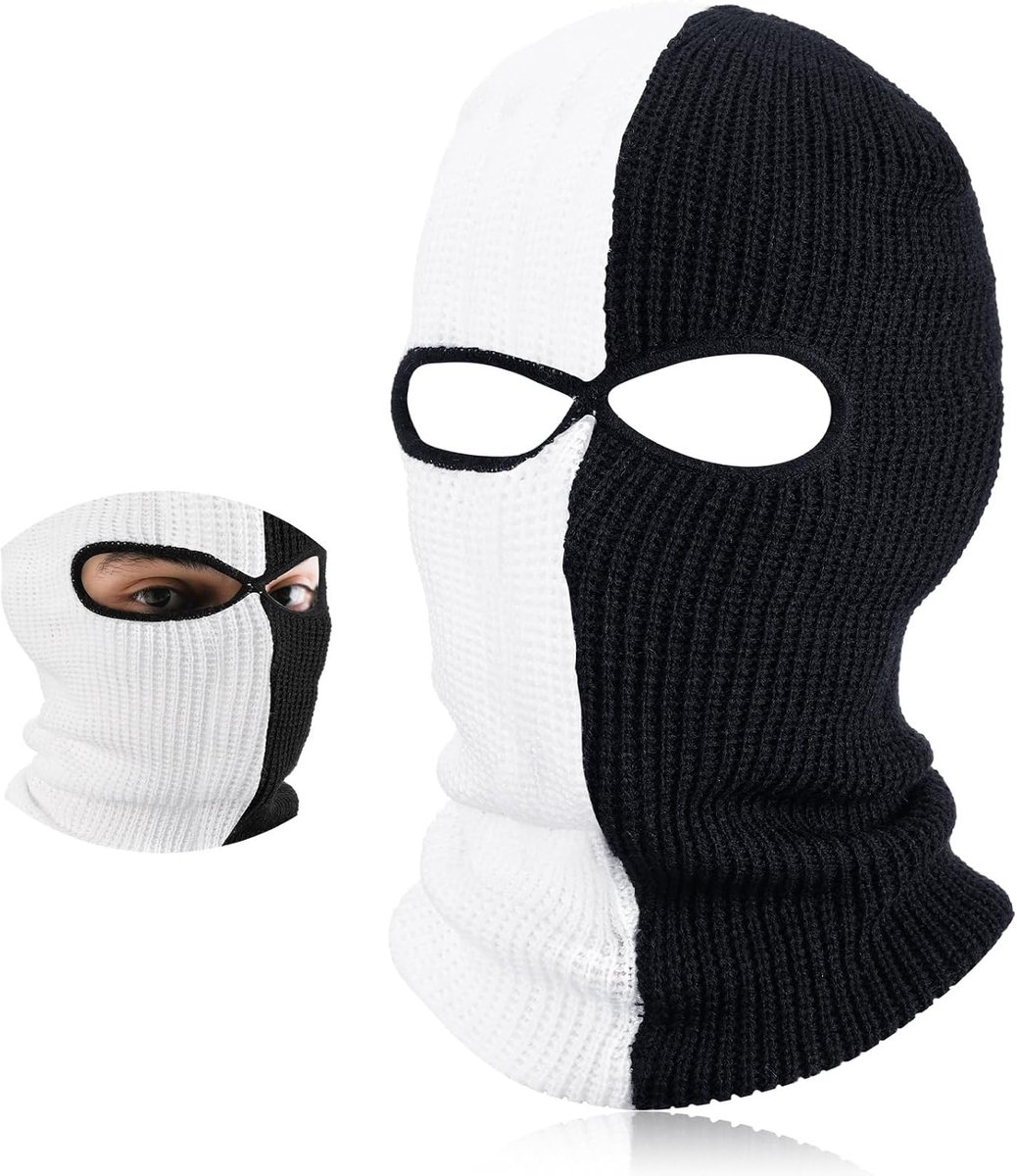 Ski Masker Bivakmuts Volledige Gezicht Cover 2 Hole Bivakmuts Winter Gebreide Bivakmuts voor Outdoor Sport