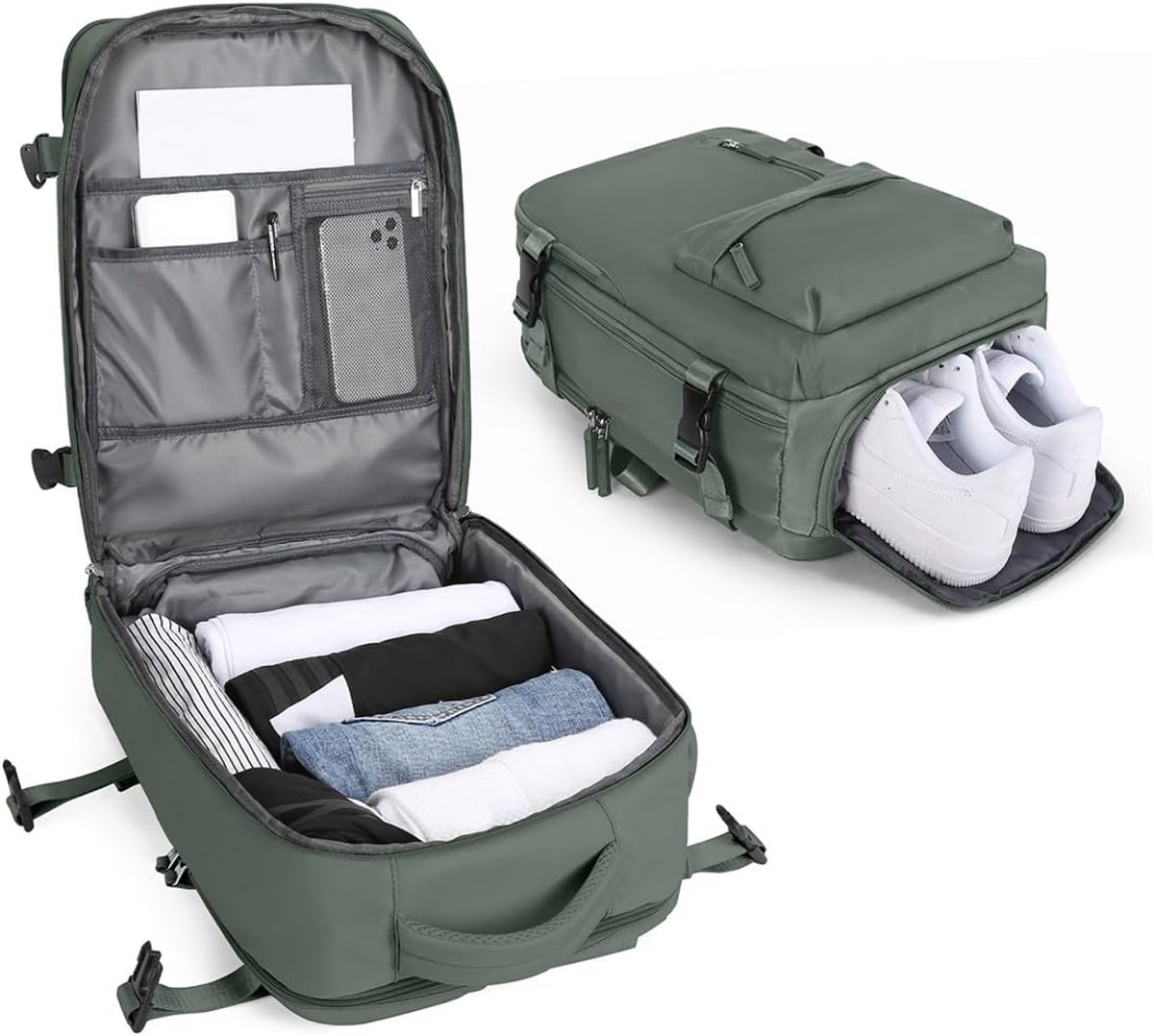 Reisrugzak Handbagage 40x30x20 Ryanair Wizzair Vacuüm Rugzak met Pomp Rugzak Dames Klein Rugzakken Heren Waterdicht Laptop Rugzak Geschikt voor 14 inch Laptop met Schoenencompartiment