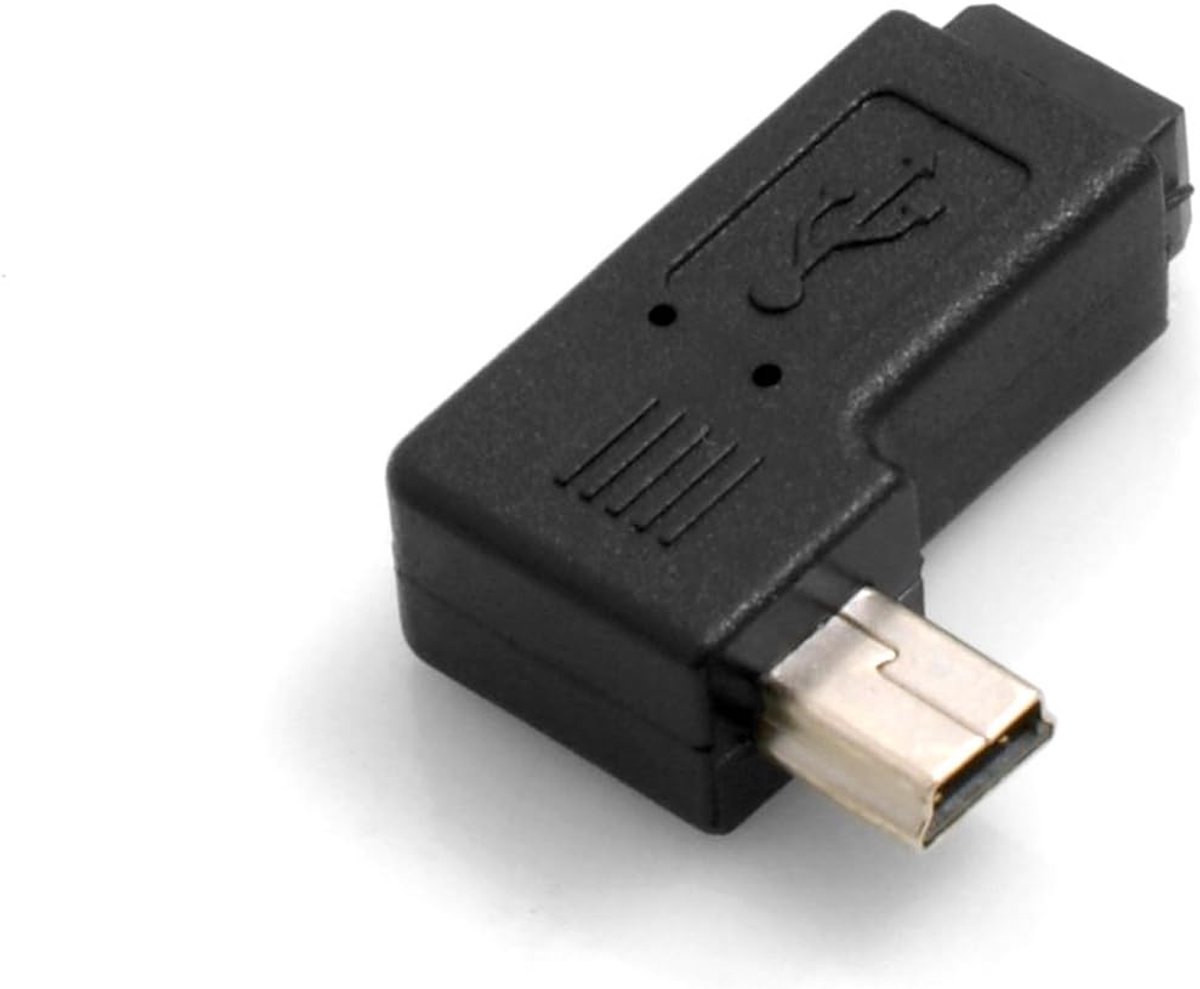 Mini USB (Female) naar Mini USB (mannelijk) 90° links gehoekte hoekstekker USB-adapter