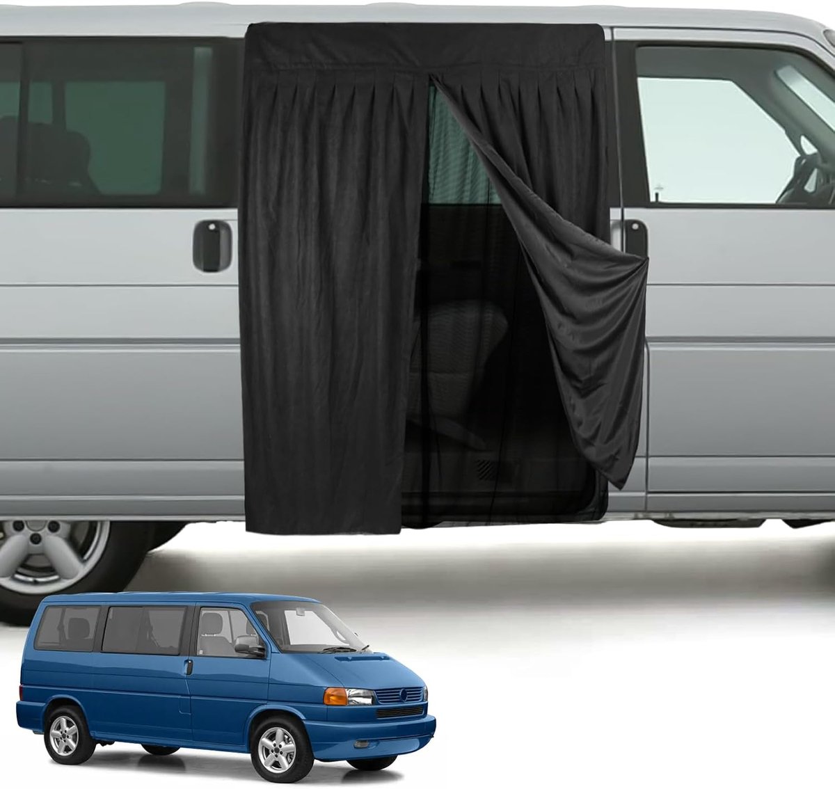 Magnetische Van Insectenbescherming Op maat gemaakt voor VW T4, Tweelagig auto-insectengaas, muggengaas voor schuifdeur, ritssluiting in het midden, deurmuggenrooster
