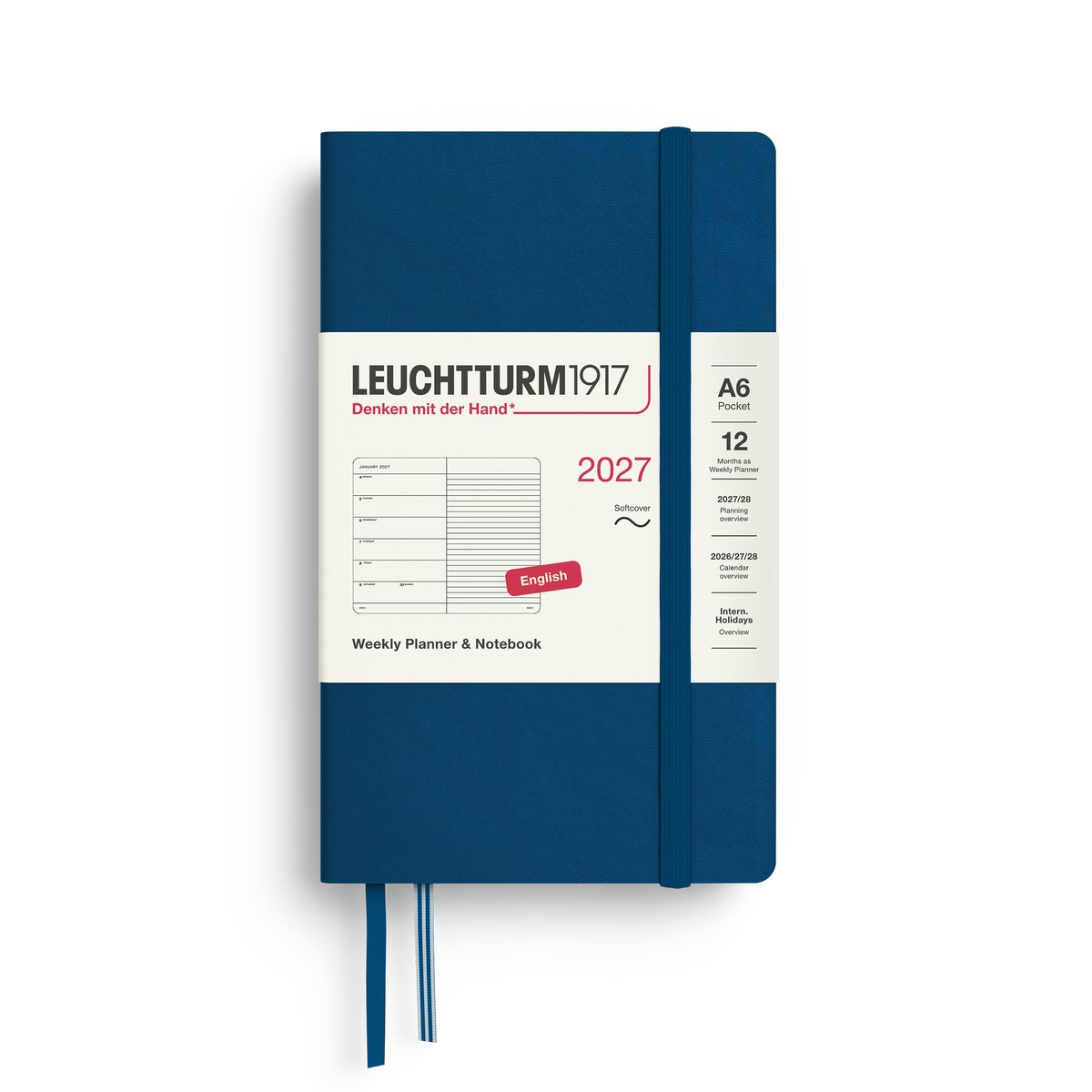 Leuchtturm1917 - 2027 - Zak Agenda en Notitieboek - A6 Pocket 9x15cm - indigo - softcover