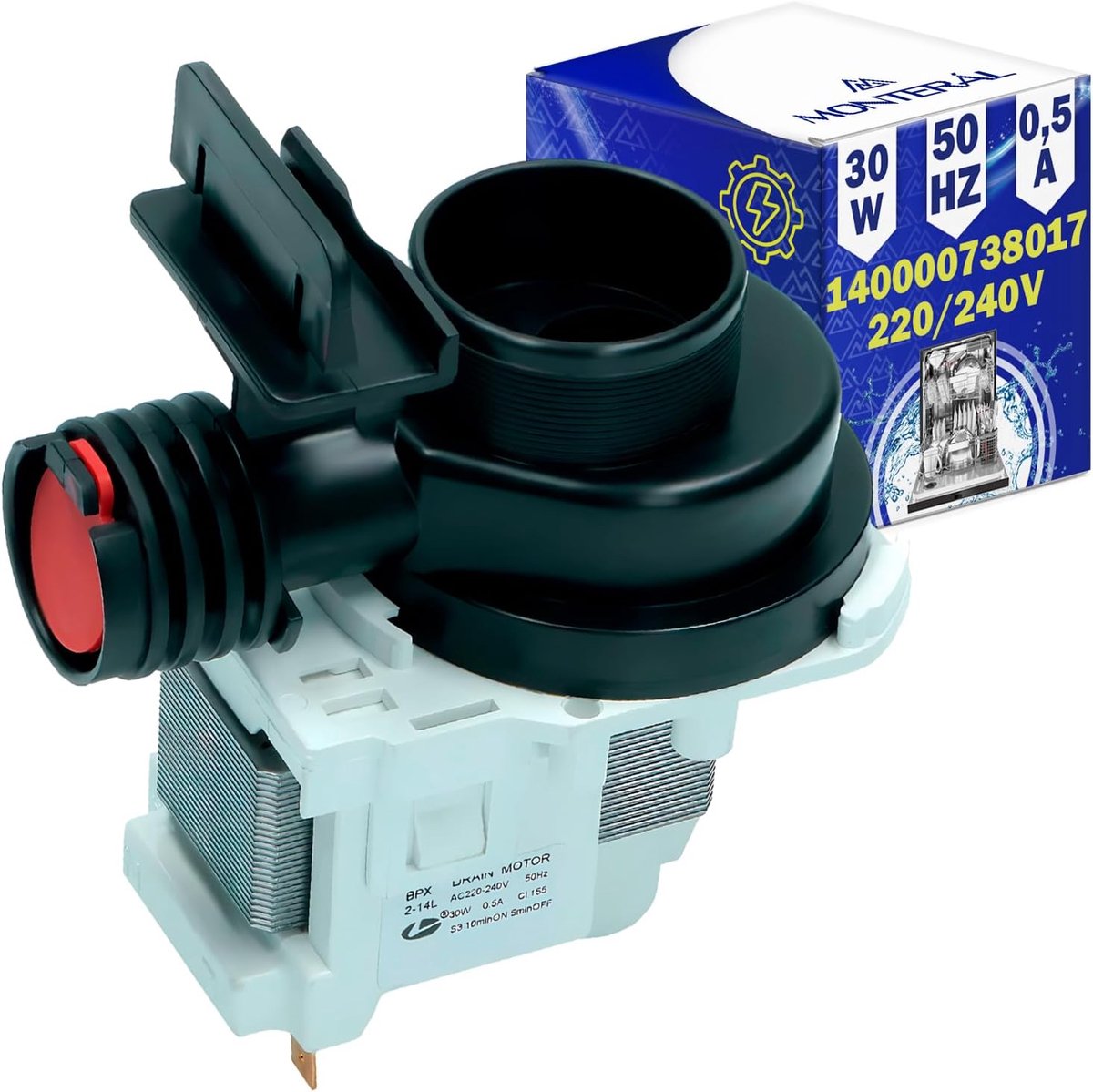 Afvoerpomp wasmachine 30 W - originele code 140000738017 - voor Electrolux, AEG, Juno, Zanussi - ShopVlot