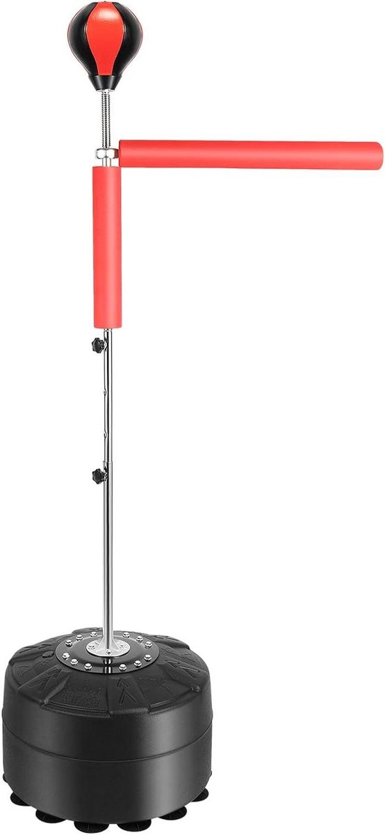 Staande Bokszak - Bokspaal Trainingsapparaat - Thuis Boksen Trainen - 360 Graden Flexibele Arm - 162-198 cm Verstelbaar - Rood Zwart