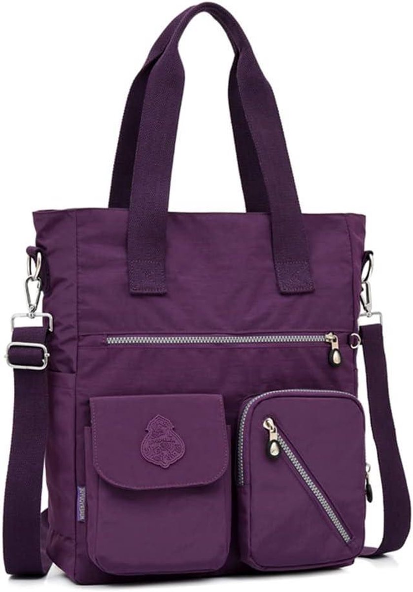 Schoudertas Dames - Handtas Grote Tas - Dagelijks Gebruik - Waterdicht Nylon Materiaal - 30 x 35 cm - Zwart