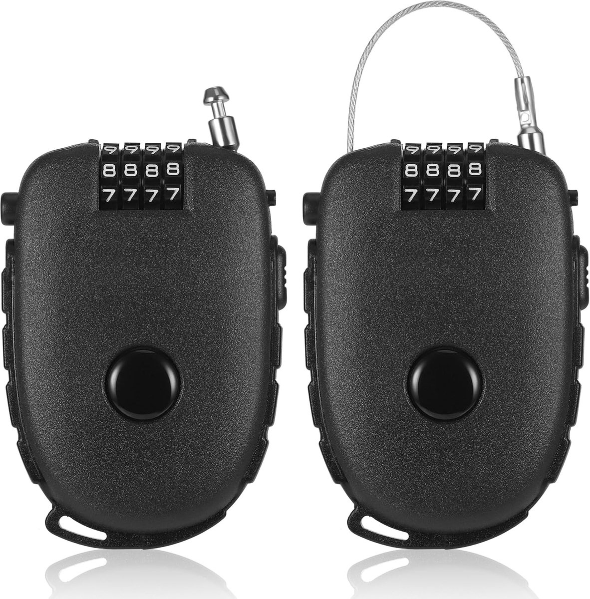 Fentar 2 stuks kabelslot, 4-cijferige combinatiesloten met 130 cm intrekbare roestvrijstalen kern, flexibel draadslot - ShopVlot