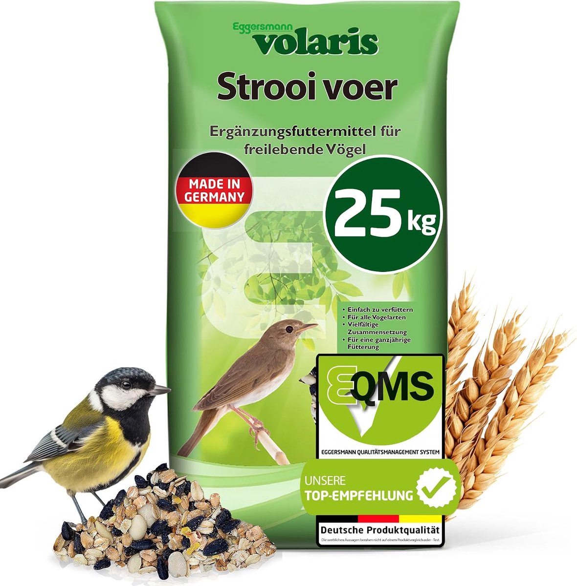 SnelShoppen - Eggersmann volaris 25 kg Vogelvoer | Hoog in vet en energie | Voor alle vogelsoorten | Zonnebloempitten voor wilde vogels | Jaarround vo