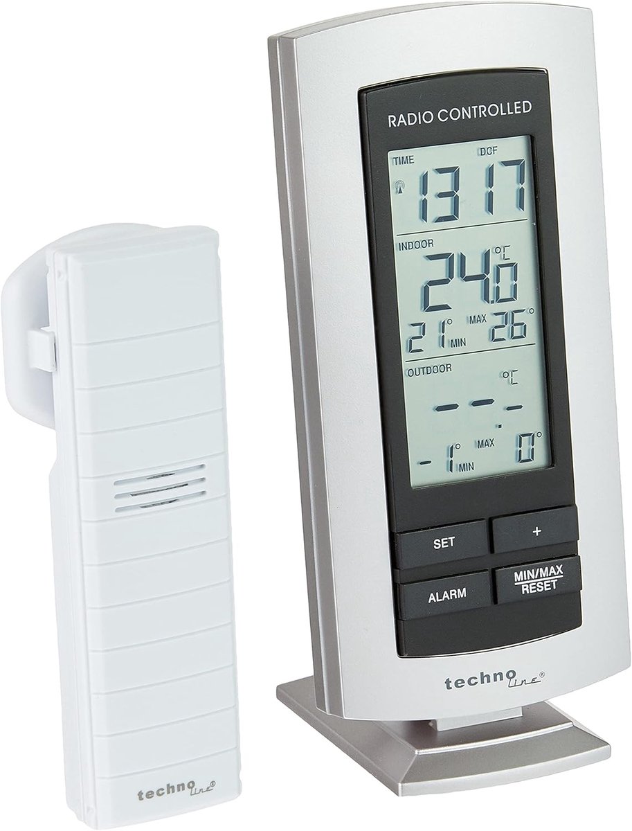 Weerstation met Funkuhr - Binnen- en buitentemperatuur - Inclusief zender - Altijd actuele weerinformatie - ShopVlot