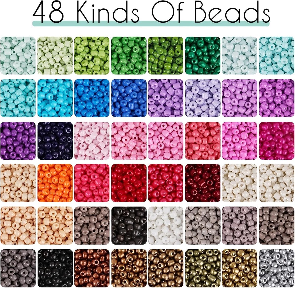 Kralenset 3 mm - 48 kleuren - 2 dozen - voor zelfgemaakte sieraden - ShopVlot