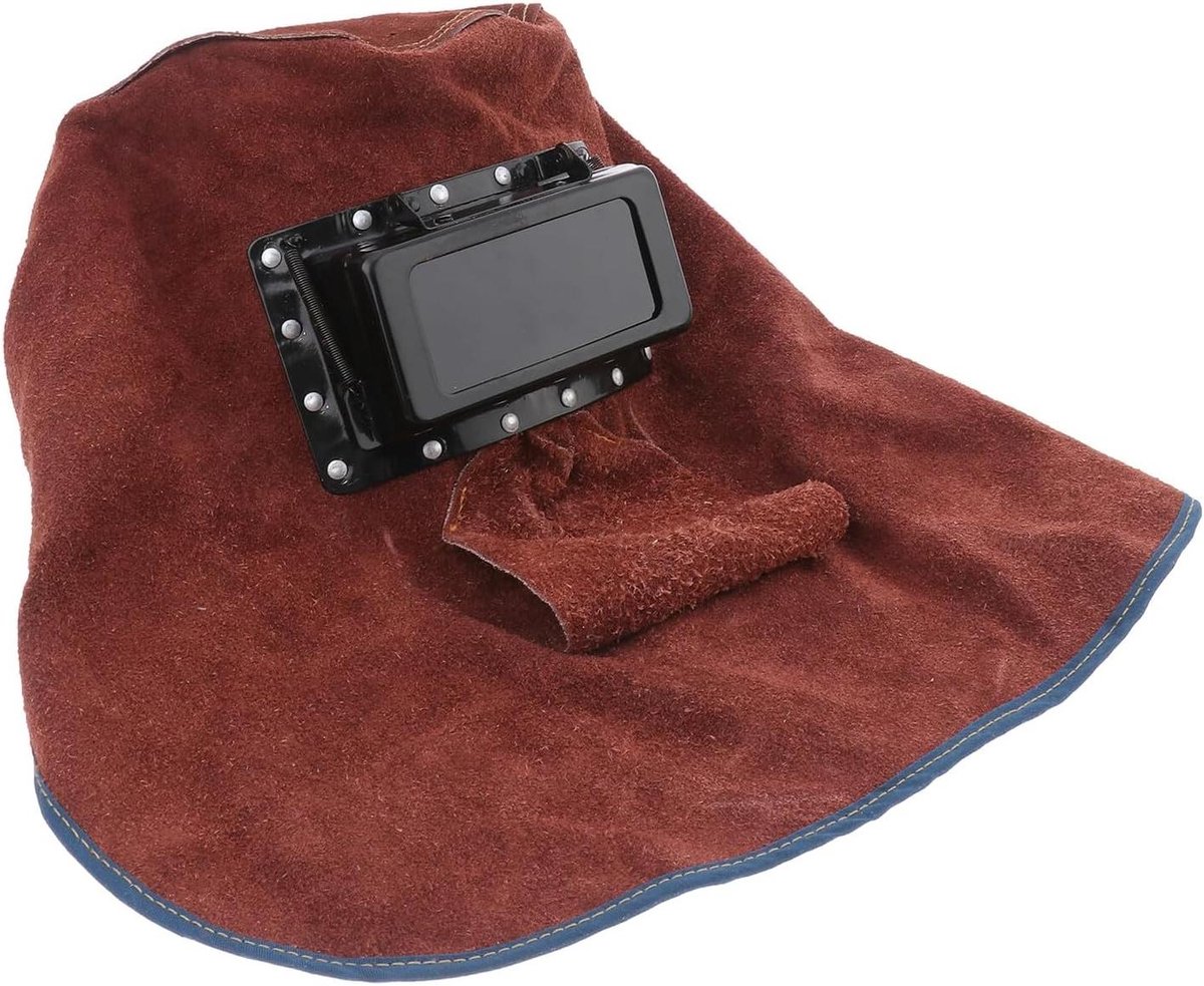 Automatisch Dimmend Lasmasker - Lashelm Beschermhoes - Veilig Lassen - Ademend Koeienleer - 40x33x6 cm - Bruin