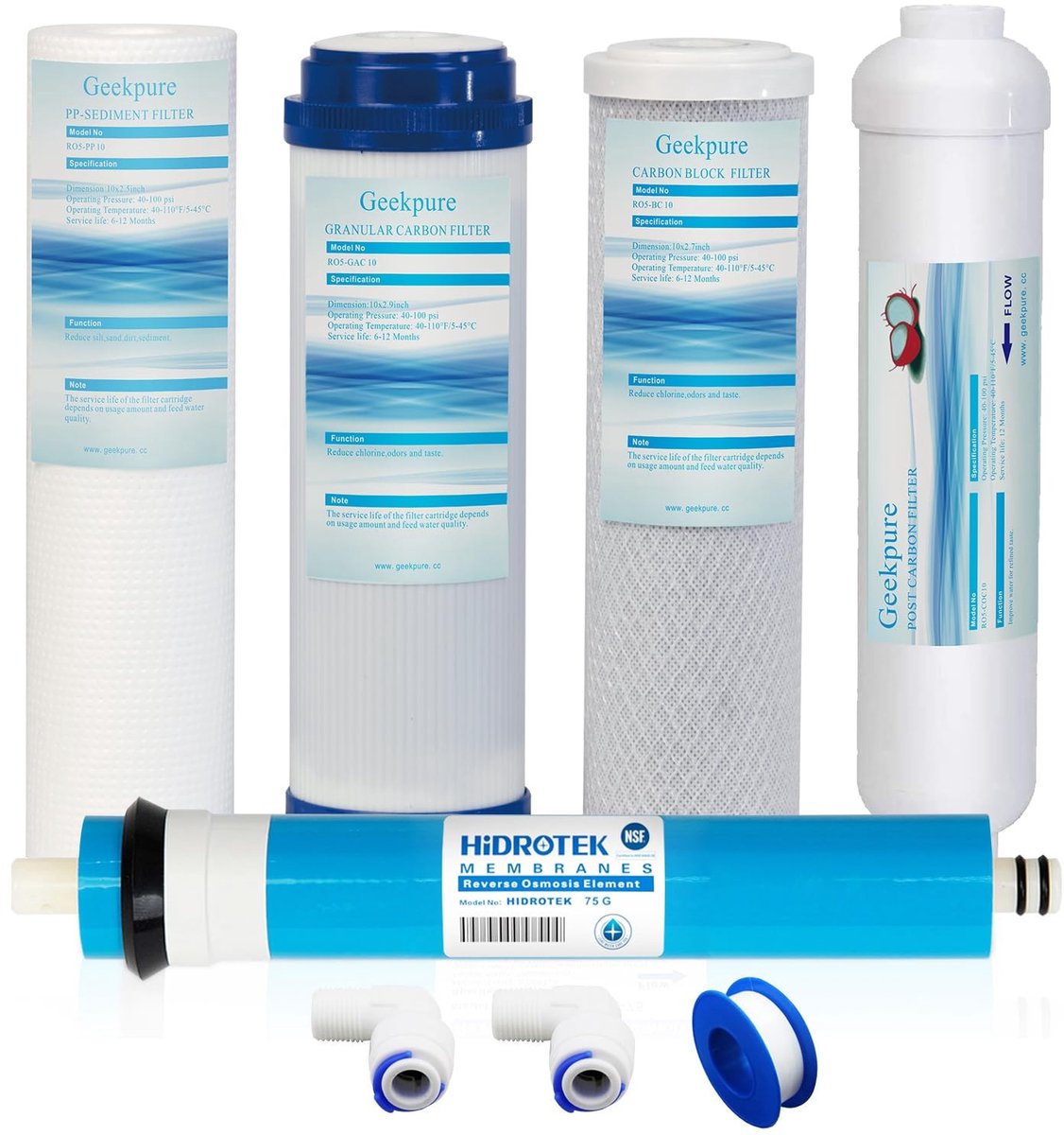 Omgoods - Universele 5-Fase Omgekeerde Osmose Vervangingsfilter Set - 75