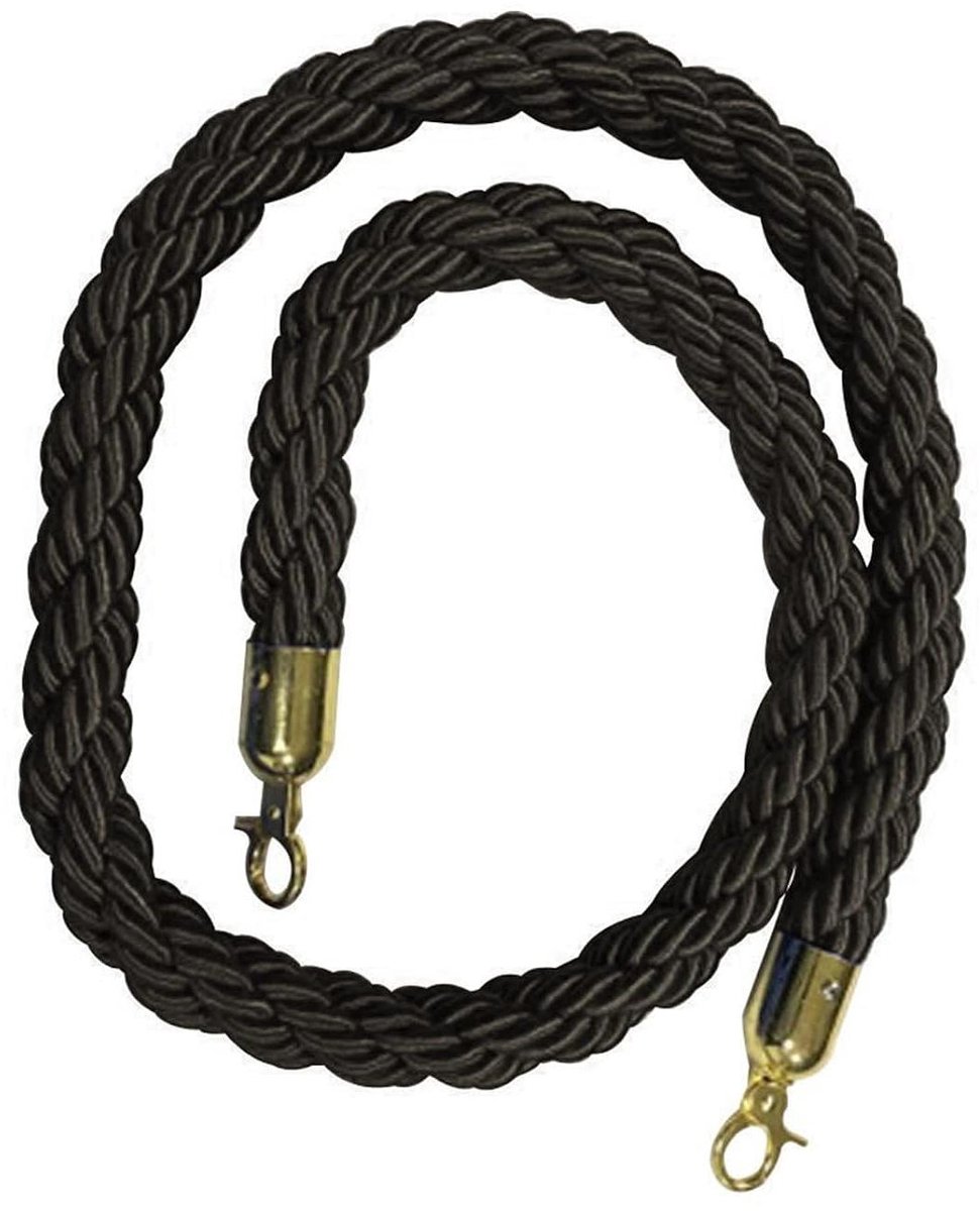 Kabelverdeler Touw - Barrièretouw Haken - Mensencontrole Evenementen - Hoogwaardig Nylon Materiaal - 1.5m - Zwart