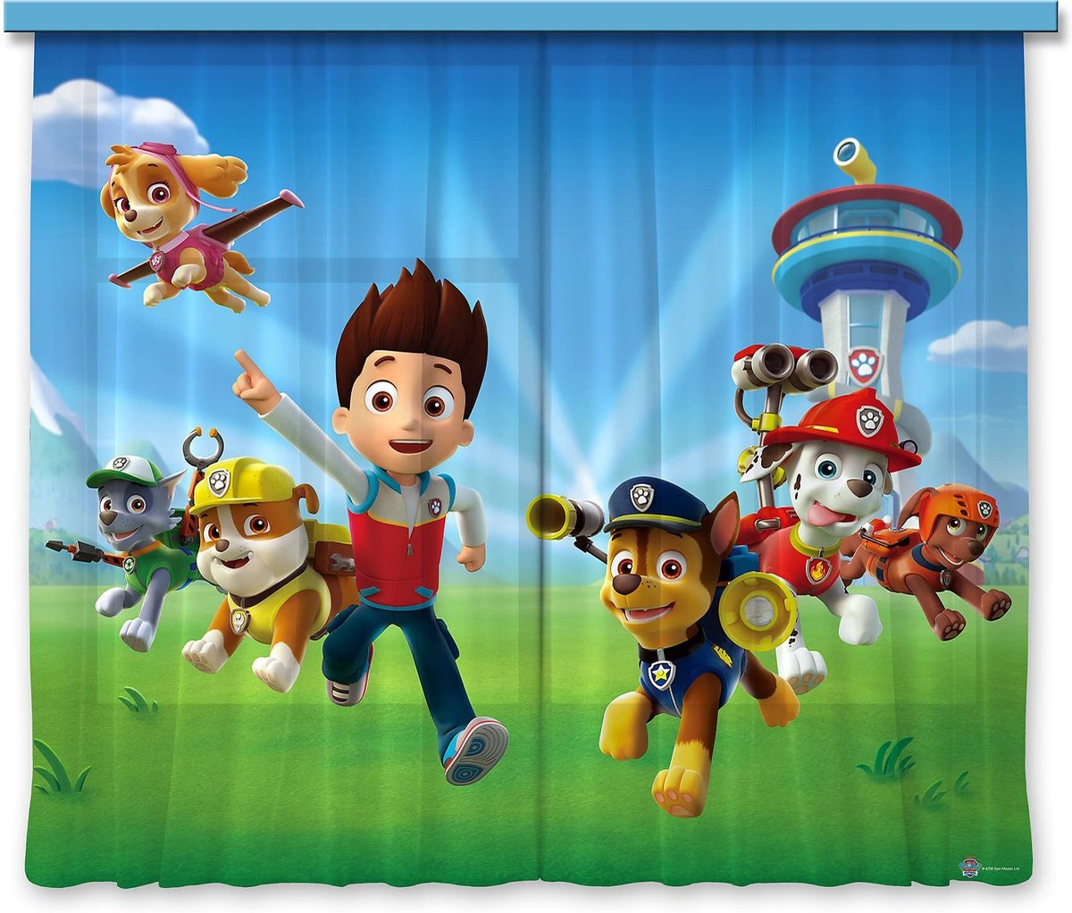 Omgoods - Paw Patrol Onderwater Gordijnen voor Kinderkamer, 2 Stuks, Multicolor, 180 x 160 cm