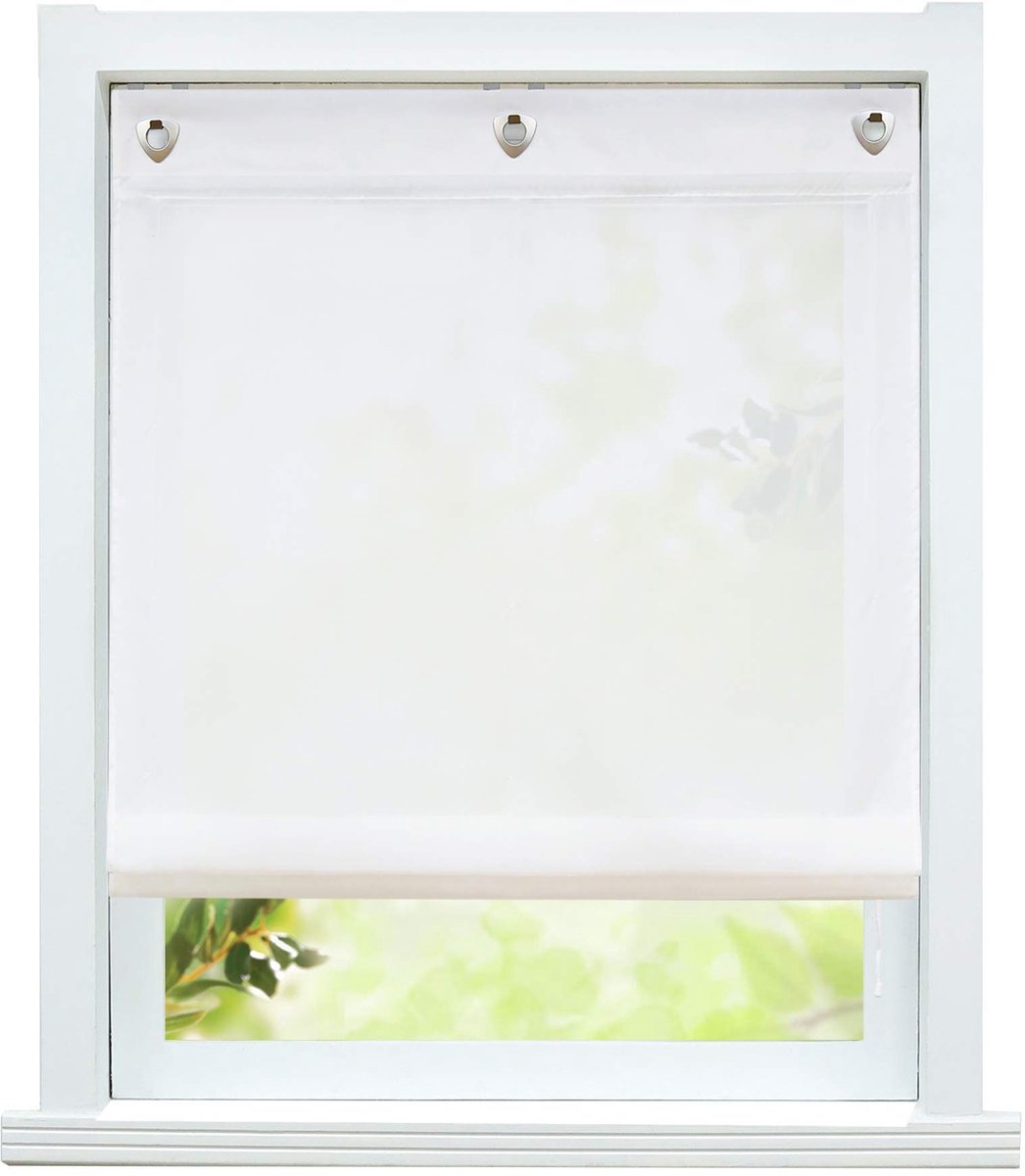 Omgoods - Roman Blind zonder Boren, 60 x 140 cm, Wit, Transparant