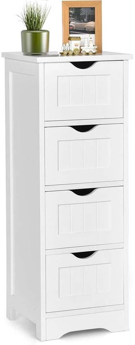 Omgoods - Shabby Chic 4-Lades Kast - Wit 30x30x82 cm