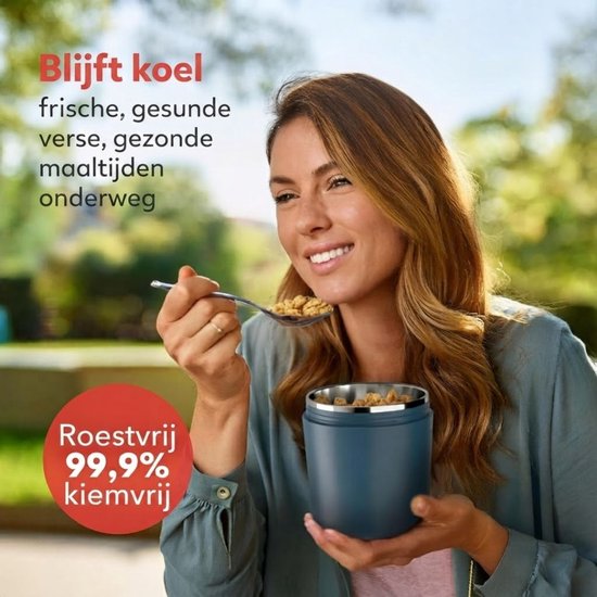 JCP® Yoghurt Beker To Go - Yoghurt Beker To Go met Lepel - Yoghurt en Muesli Beker To Go - Blauw - 10cm x 10cm x 16cm van Jcp — afbeelding 4