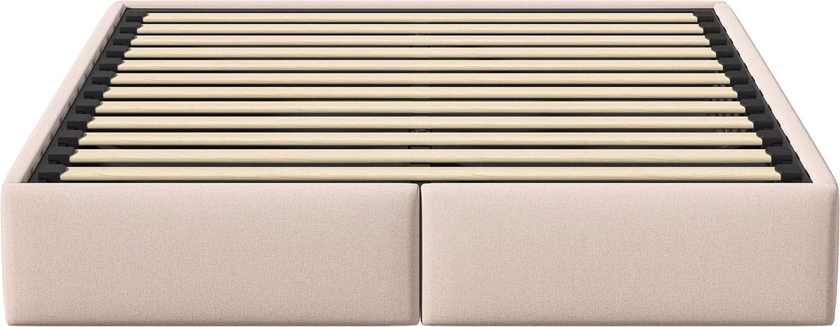 Gestoffeerd Tweepersoonsbed 160x200 cm Beige - met Opbergruimte, Hoofdbord