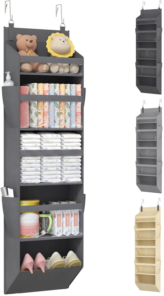 Deur Organizer Hangend - 5 Laags Opbergzak met Transparante Vakken en 4 Mesh Zijvakken - Ruimtebesparende Deur Opberger tot 18 kg - Hangende Kast Organizer voor Keuken, Badkamer, Slaapkamer, Babykamer, Voorraadkast en Camper