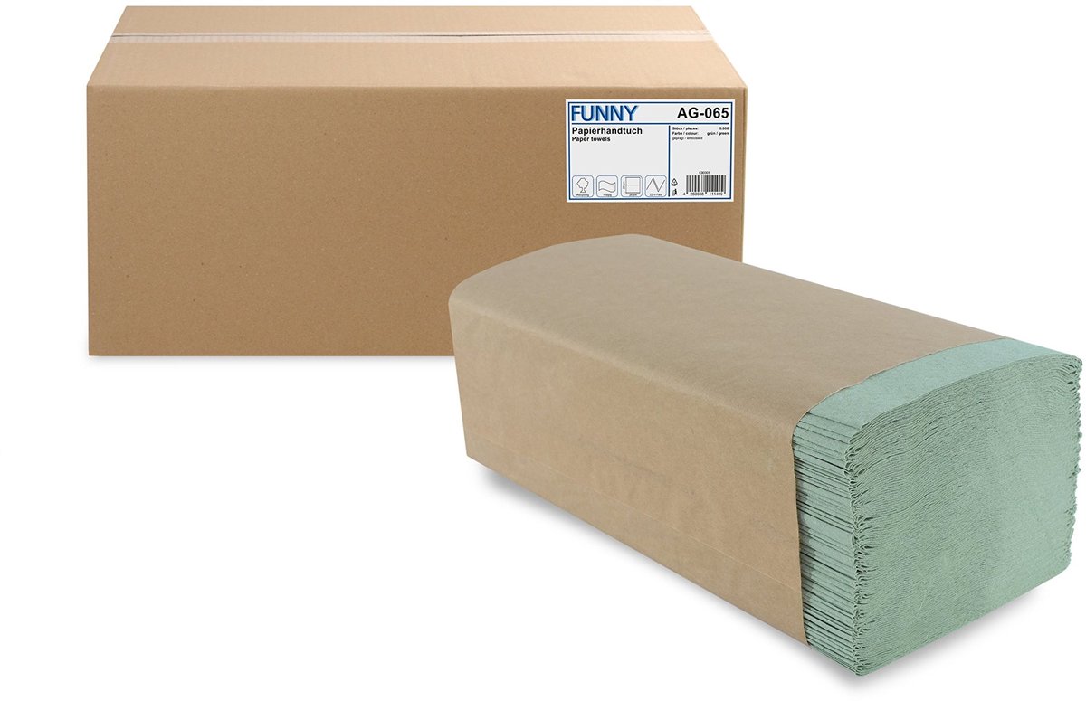 Omgoods - Groene ZZ Vouw Papieren Handdoeken - 1-laags, 5000 Stuks