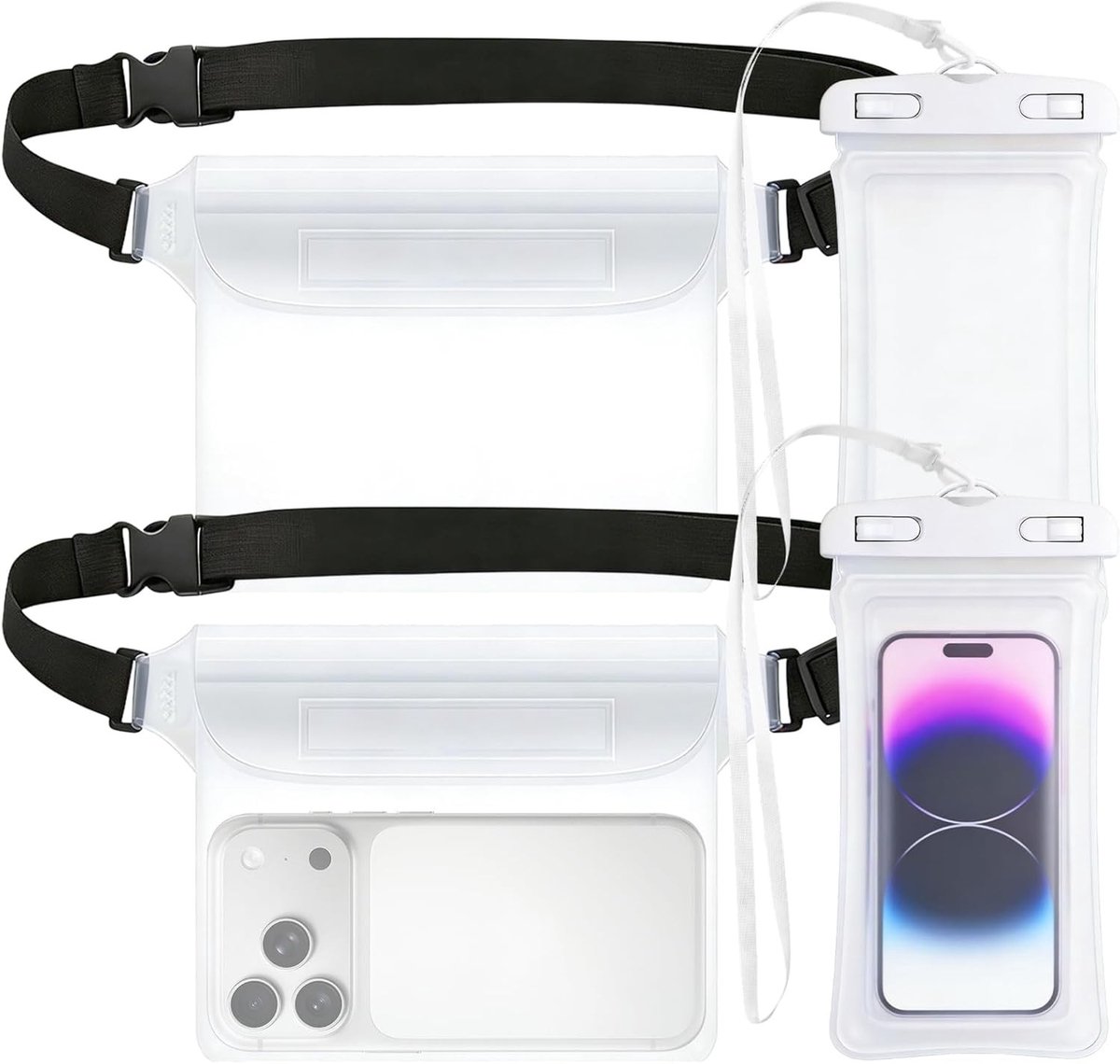 Waterdichte tas set - Transparant - Inclusief heuptas en telefoonhoes - Verstelbare riem - Voor Outdoor en Watersport