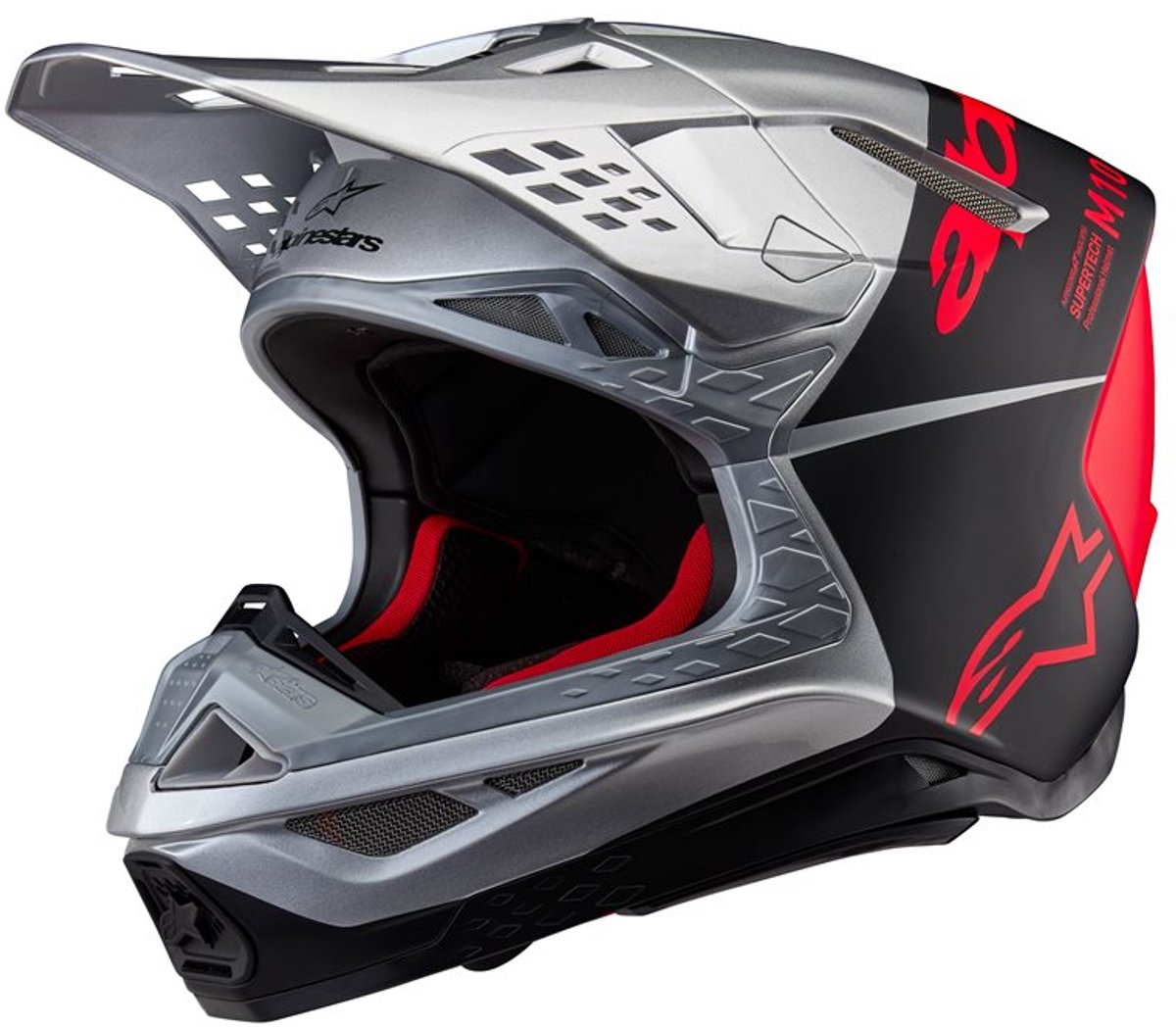 Alpinestars Supertech S-M10 Flood Helm Ece 22.06 Zilver Zwart Oranje Fluo M&G - Helm