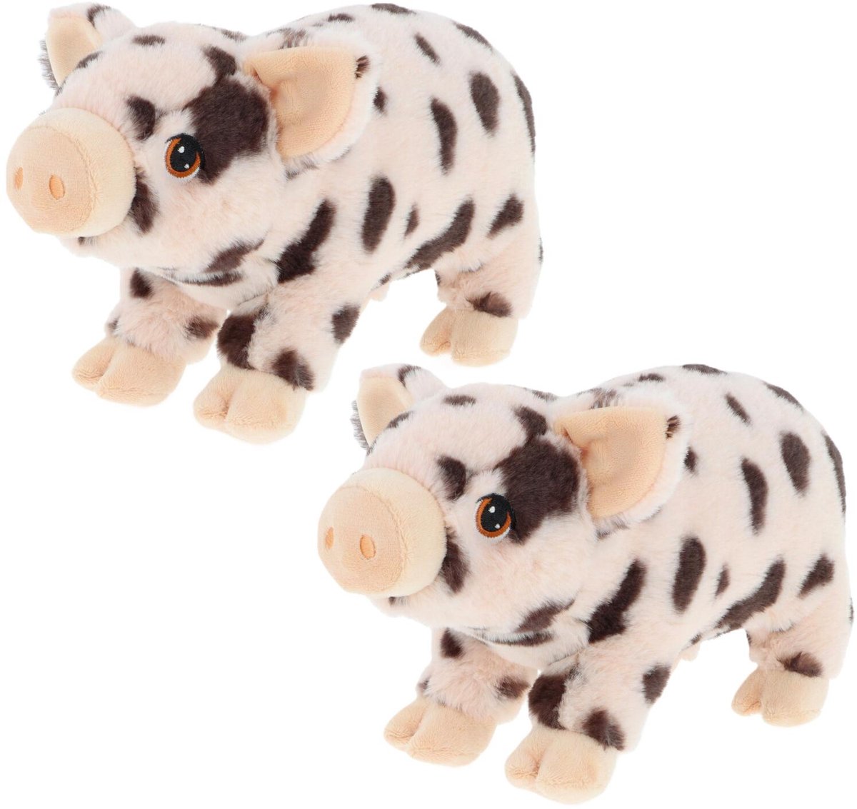 Keel Toys pluche varken/biggetje knuffeldier - 2x - roze gevlekt - lopend - 28 cm - Luxe Eco kwaliteit knuffels