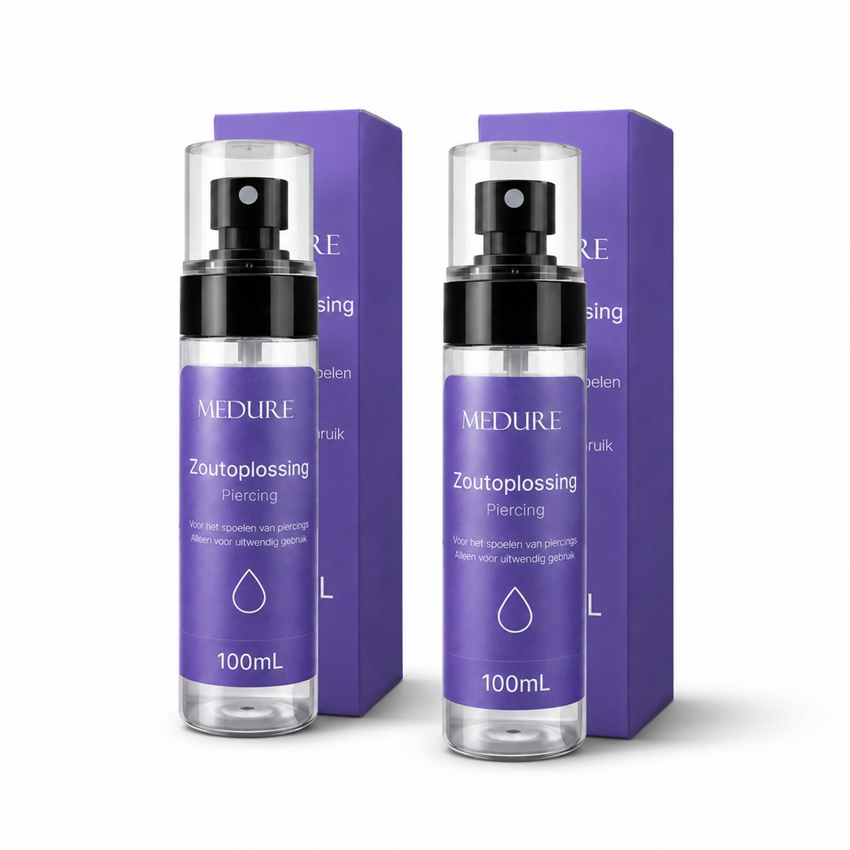 Medure Zoutoplossing Piercing - Piercing Spray - Aftercare Spray - Saline Spray - 100mL - 2-Pack