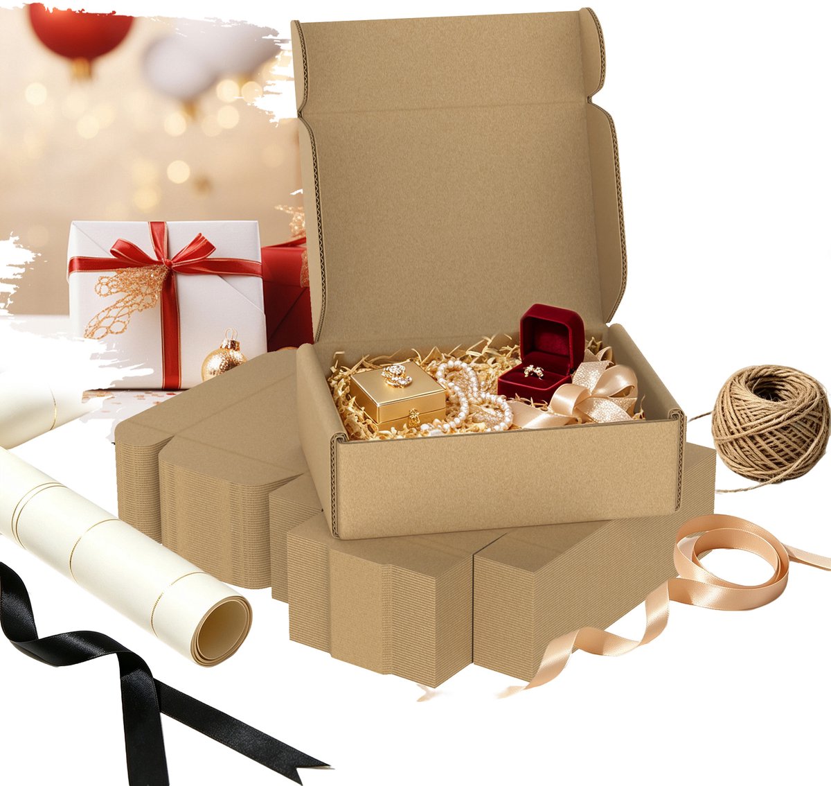 Froadp Verpakking van 3900 verpakkingsdozen, opvouwbare kartonnen dozen en transportdozen, eenvoudig op te vouwen, stevige constructie, geschikt voor transport, verhuizingen, opslag en cadeauverpakkingen. Grote brieven - bruin - 15 x 10 x 4 cm