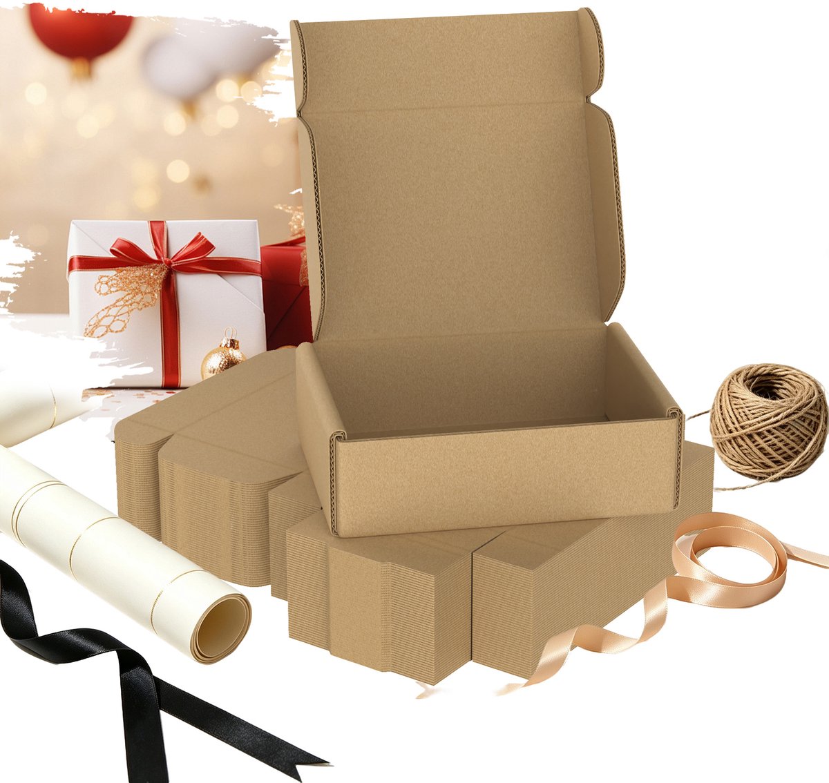 Froadp Verpakking van 80 verpakkingsdozen, opvouwbare kartonnen dozen en transportdozen, eenvoudig op te vouwen, stevige constructie, geschikt voor transport, verhuizingen, opslag en cadeauverpakkingen. Grote brieven - bruin - 15 x 10 x 4 cm