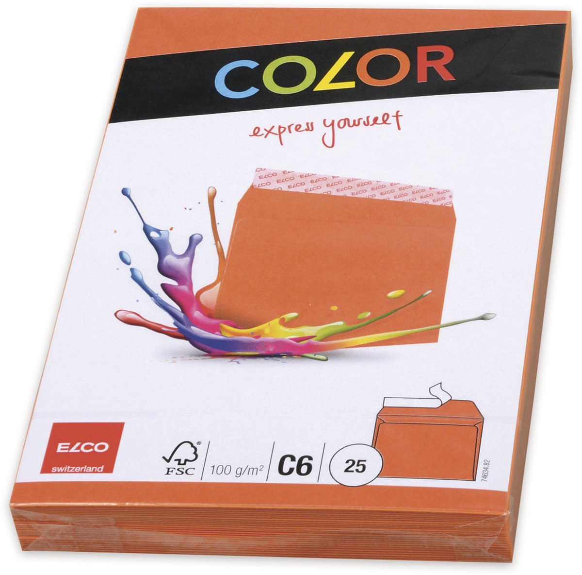 Elco envelop Office Color FSC C6 100 gram oranje 25 stuks - EO-74634-82