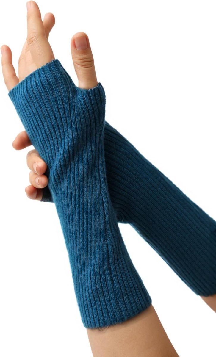 kasjmier polswarmers armwarmers vingerloze ribgebreide handschoenen