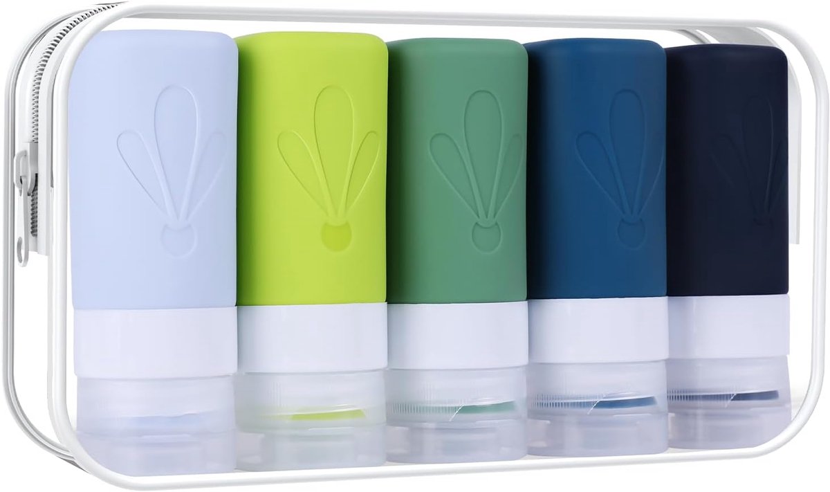 5-delig siliconen reisflessenset, FDA-toegelaten 60ml reisformaat