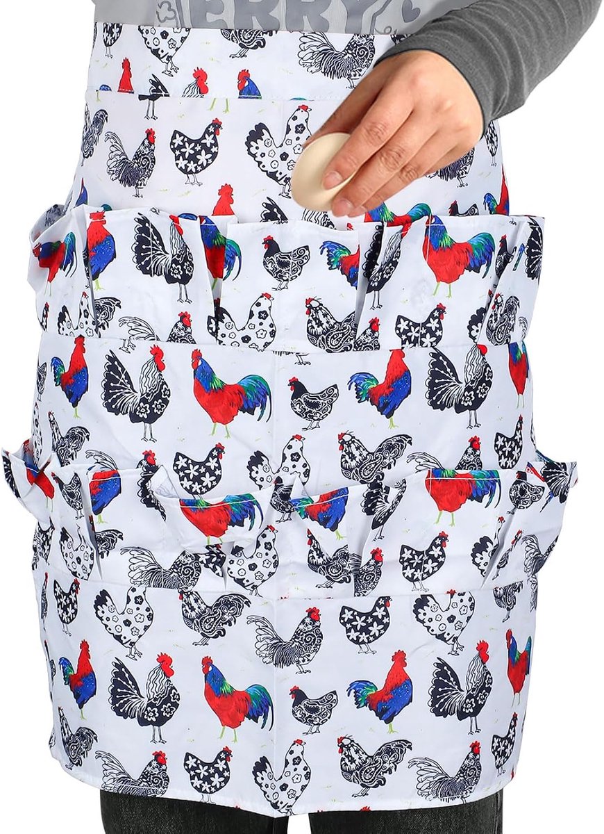 Eierschort met 12 diepe zakken, kippenei verzamelschort, eierhoudende schort, eendgans ei verzamelschort voor huisvrouw, boerderij, keuken, restaurant