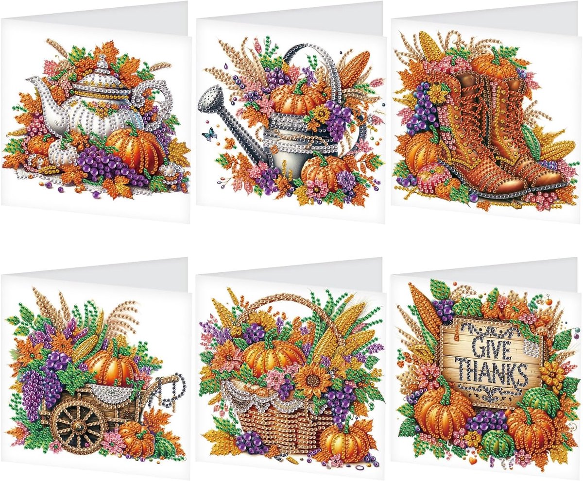 6 stuks Diamond Painting Kaart Gelukkige Verjaardag Fruit Groenten