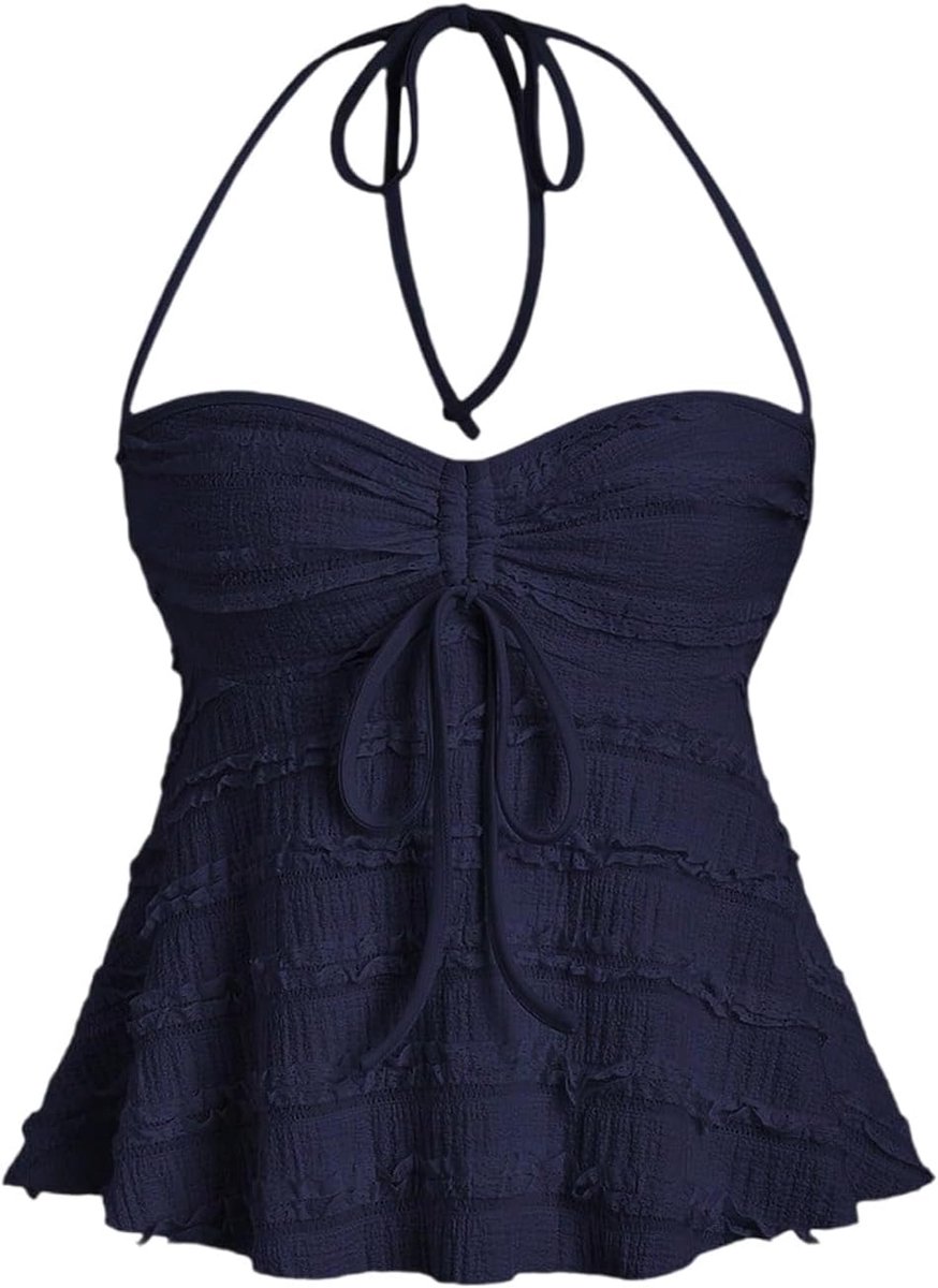 Y2K Crop Top voor dames, haltertop, buikweg-bovenstuk, haltertop, zomertop met bandjes