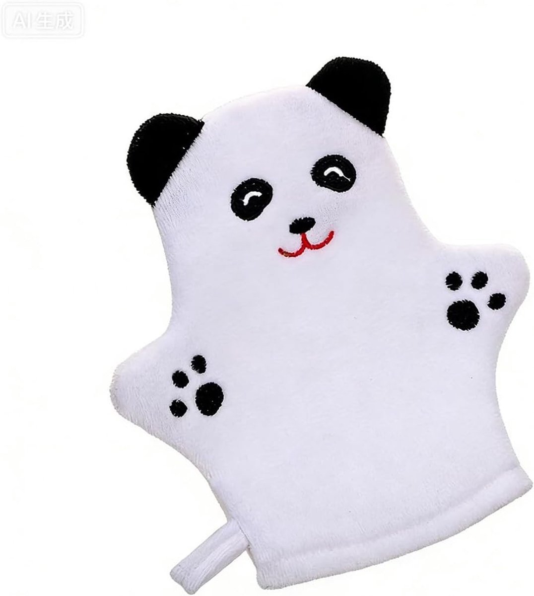 Zacht babywashandje met panda-design voor een milde peeling, ideaal voor baby's, peuters en kinderen tijdens het baden en douchen
