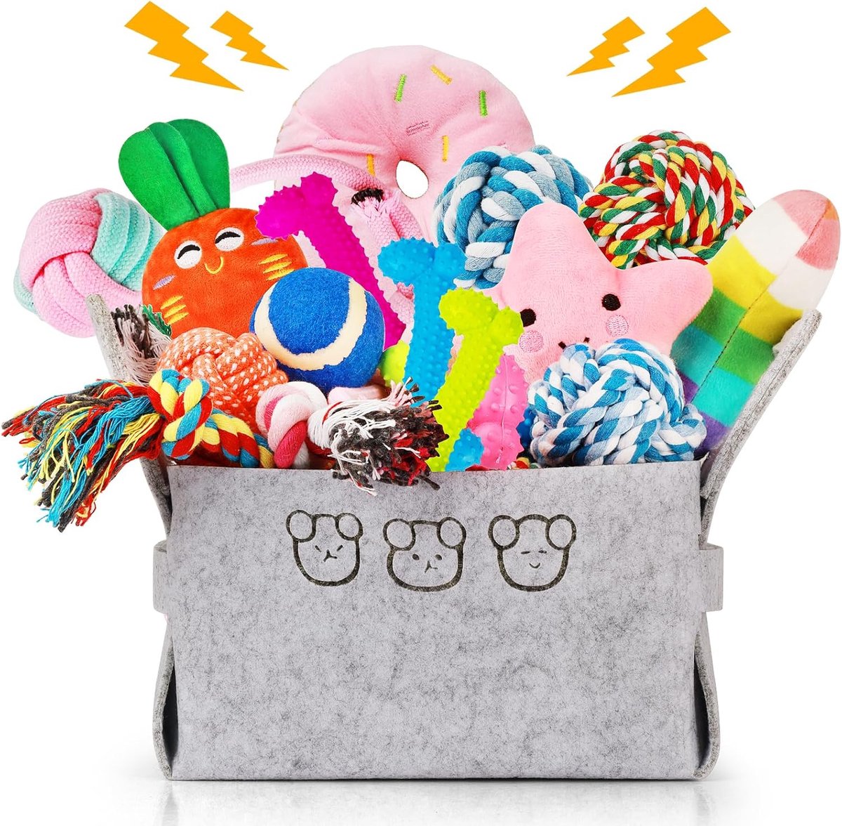 21 stuks puppyspeelgoedset/kauwspeelgoed voor puppy's, duurzaam kauwspeelgoed en piepspeelgoed, intelligentie, natuurlijk katoen en niet-giftig kauwspeelgoed voor kleine en middelgrote honden, om te