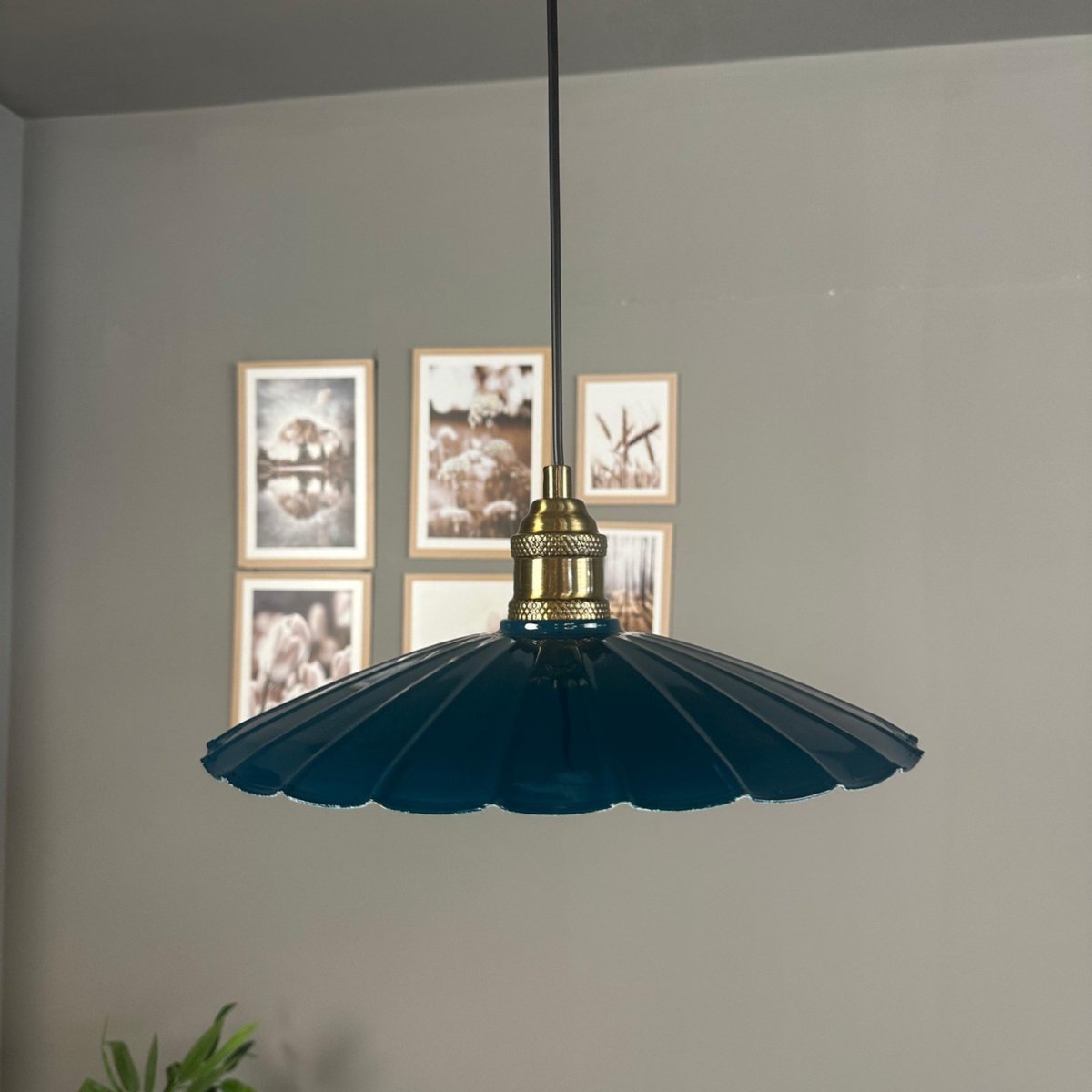 Bamyum Risso hanglamp, industriële Modern stijl, Ø34 cm, zeegroen metalen lamp