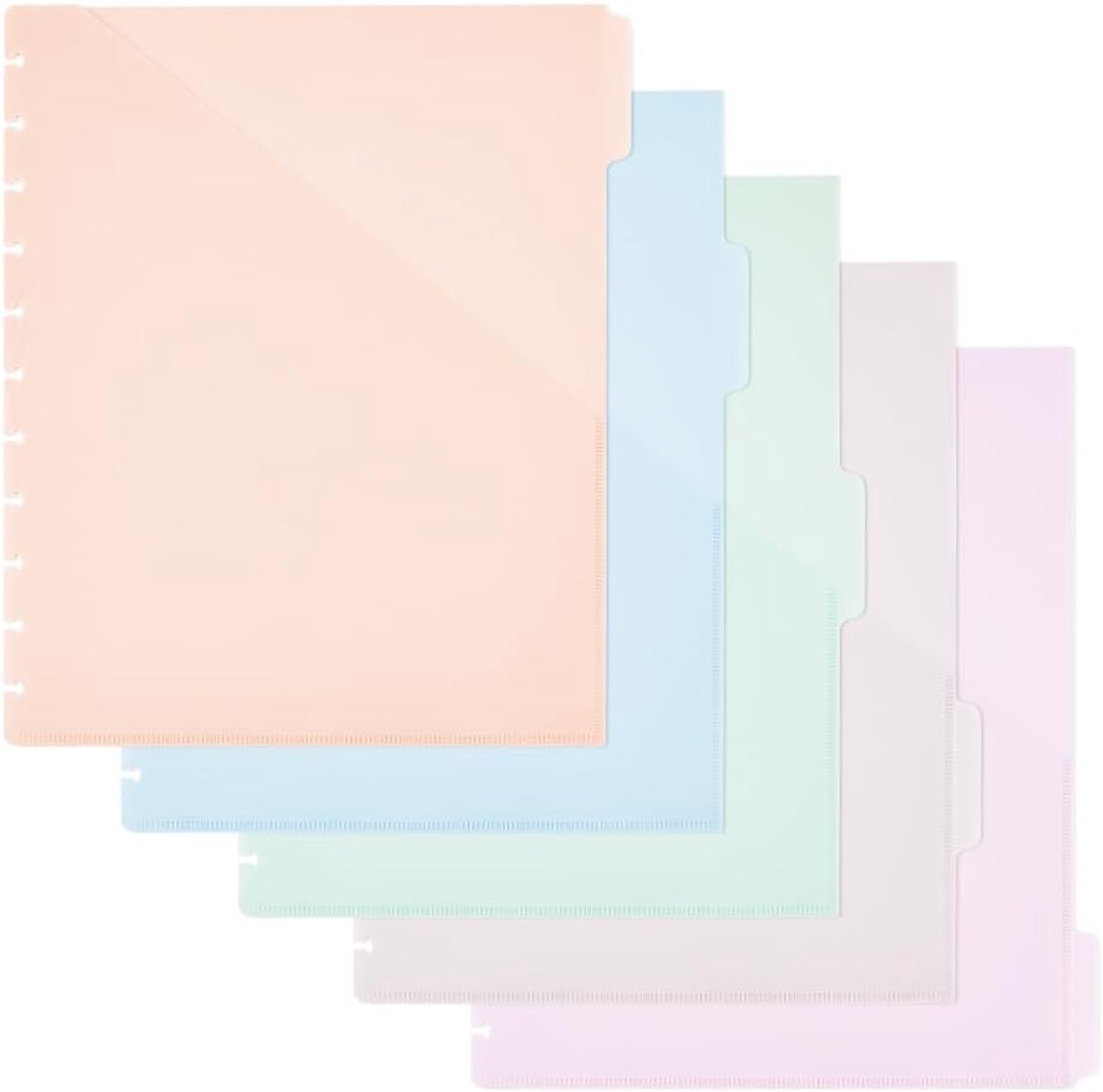 12 vellen A4 Discbound Pocket Dividers 29,5 x 24 cm 11 gaten Discbound Planner Gekleurde Discbound Slash Pocket Folder voor School Office Thuis Werk Organizer
