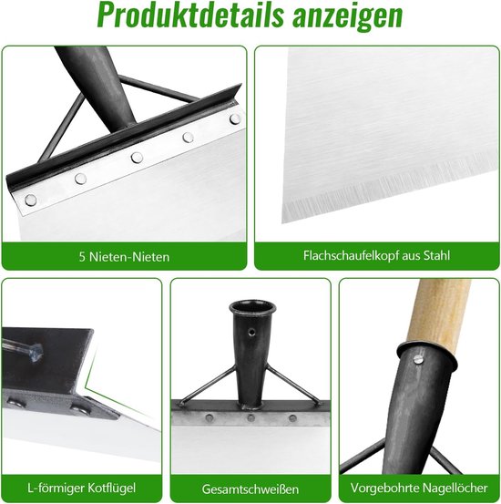 tuinschep, reinigingsschep, 30 cm, stootschaar, mangaanstaal — afbeelding 3