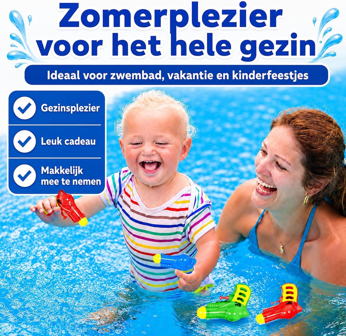 Waterpistolen voor Kinderen 10 Stuks, Mini Waterpistolen in 5 Kleurvarianten, Waterspeelgoed vanaf 3 Jaar voor Zwembad, Strand, Tuin, Verjaardag, Feest en Vakantie