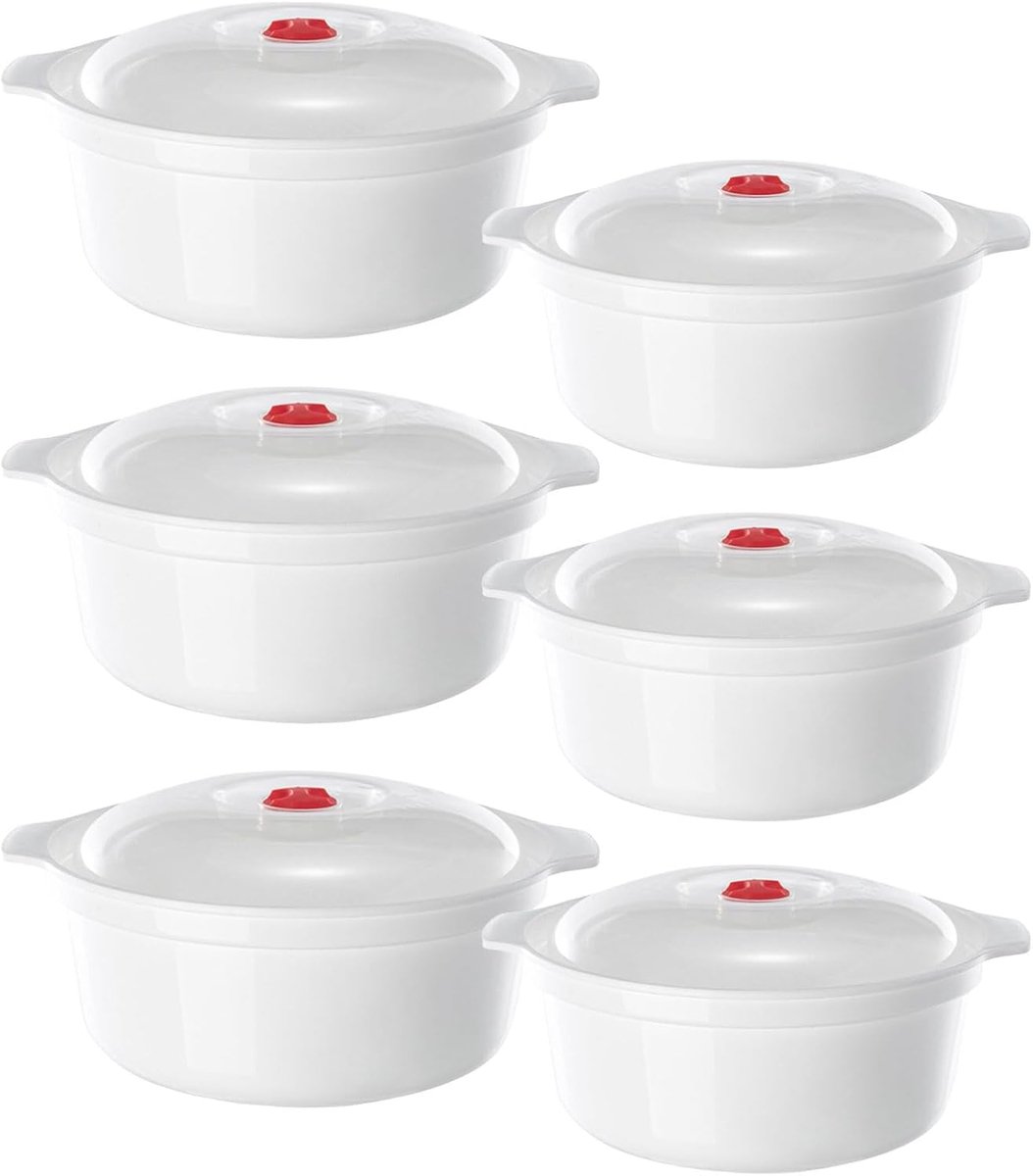6 stuks magnetronservies met deksel, kunststof set, 900-1600 ml