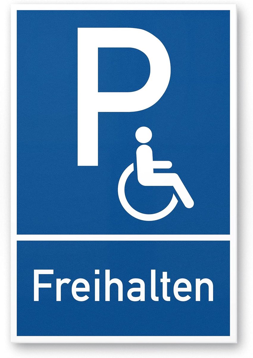 gehandicapten, parkeerplaats kunststof bord (blauw, 20 x 30 cm), instructieplaat/parkeerplaatsbord gereserveerd - rolstoelbestuurder, parkeerplaats vrijhouden lichamelijk gehandicapte