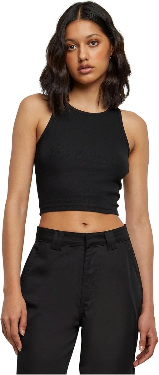 Classics Ladies Cropped Rib Top Top zwart Active wear, Basics, sport, Street wear