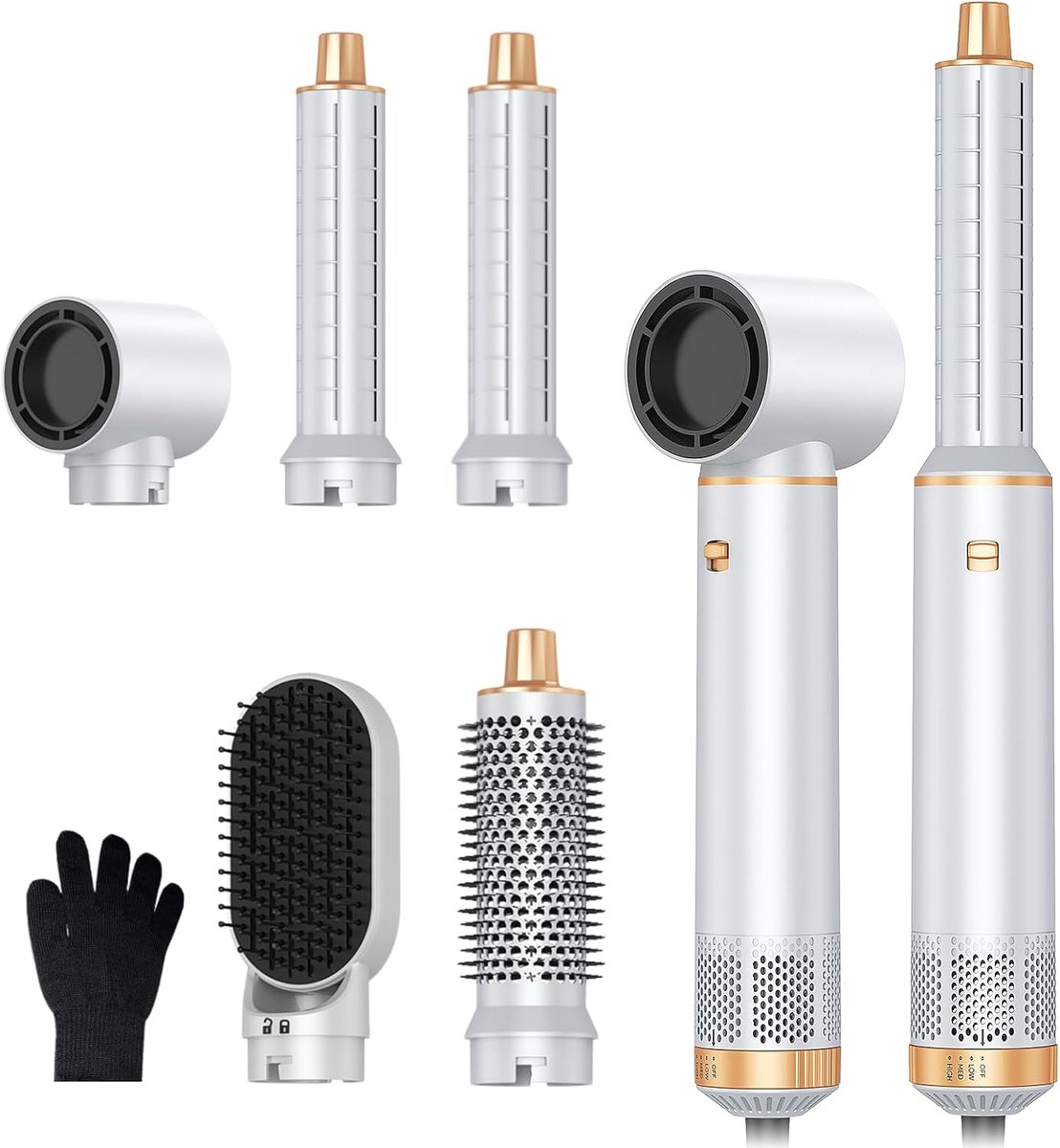 5-in-1 haarstyler met lucht, krultang, airstyler, haarstyler, föhn, thermische borstel, stijlborstel, set, multistyler, ronde borstel, föhn, warmluchtborstel, haarstyling-apparaten, haardroger