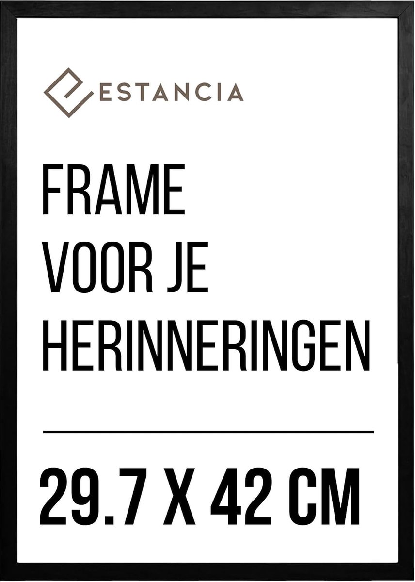 SnelShoppen - Zwarte Houten Fotolijst A3 29.7x42 Cm met Onbreekbaar Plexiglas | Moderne Fotolijst voor Woonkamer, Collage en Fotowand | Houten Fotolij