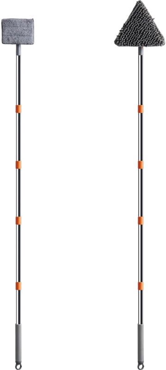 SnelShoppen - Telescopische Raamwisserset Professionele Raamreinigerset met Trekker, Lange Steel, Microvezeldoek en Chenille-pad voor Badkamer, Douche