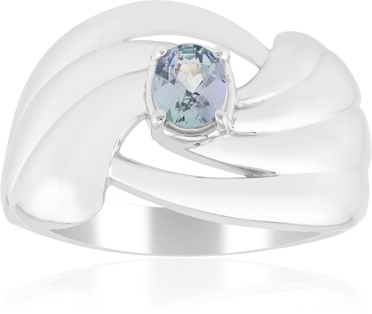 Cavill - Zilveren ring met onverhitte blauwgroene tanzaniet 0,289 ct - 925 Sterling Zilver gerhodineerd - Ovale edelsteen ring - Elegante dames ring